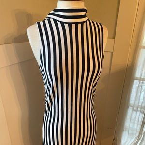 Black and white striped dress